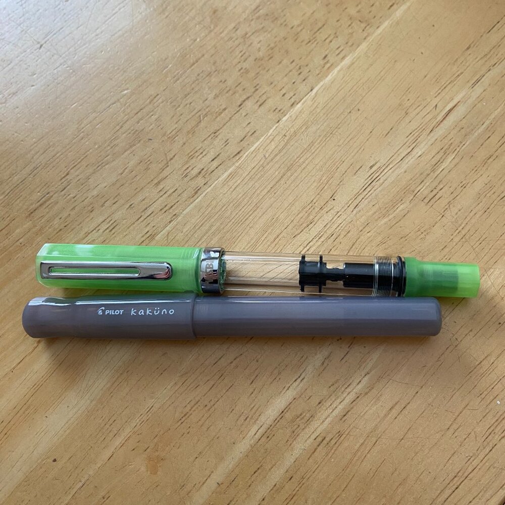 Fountain Pen Bundle: TWSBI Eco Glow Green (EF) and Pilot Brown Kakuno (F